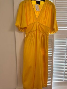 Poupette St. Barth Bright Yellow V-Neck Midi Dress